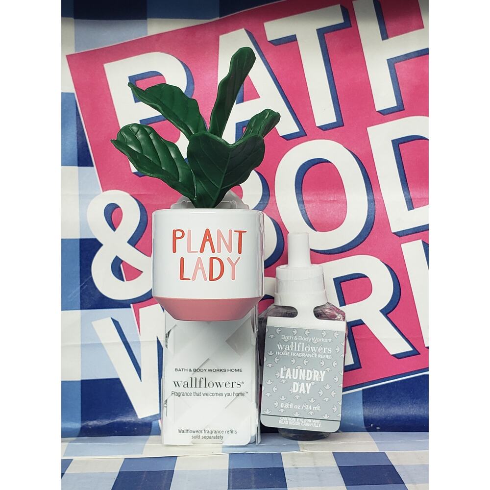 BBW Potted Plant Lady Wallflower Plug In w. Laundry Day Refill